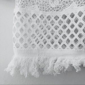 New! Crochet 3/4 Sleeve Fringe Cover Up